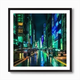 New York City At Night Futuristic Art Print