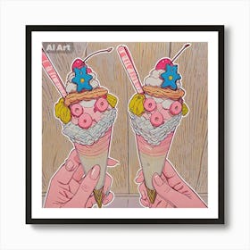 Aesthetic animated ice creams Affiche