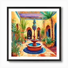 Courtyard Of A Moroccan House Art Print