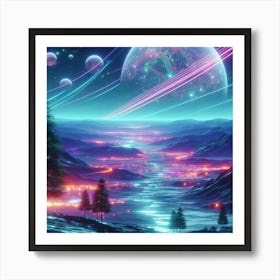 Space Landscape Wallpaper Art Print