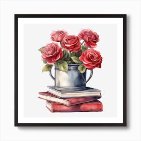 Roses On Books 24 Art Print