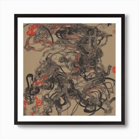 Vintage Robot Red Dragon Art Print