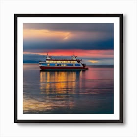 Sunset On The Bay Ferry Art Print