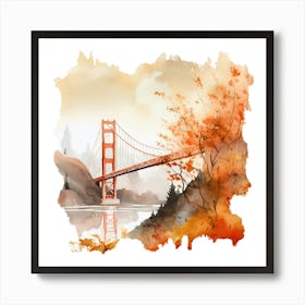 Golden Gate Bridge Watercolor Painting Art Print