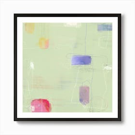 Abstract Pistachio, Mint, Pastel, Geo Minimalist, Line Drawing, Contemporary, Neutral Square Art Art Print