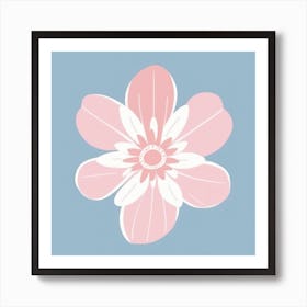 A White And Pink Flower In Minimalist Style Square Composition 11 Art Print