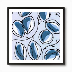 Seed Pods Square Blue Art Print