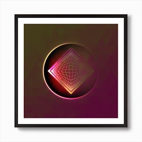 Geometric Neon Glyph on Jewel Tone Triangle Pattern 149 Art Print
