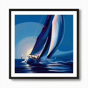 Sailboat At Night Art Print