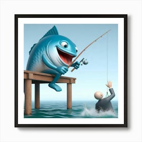Businessman Fishing Art Print