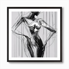 Woman In Black And White Art Print