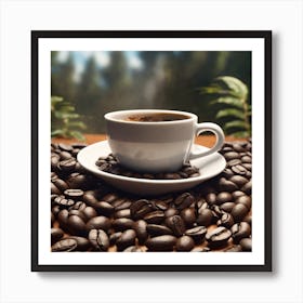 Coffee Cup With Coffee Beans 17 Art Print