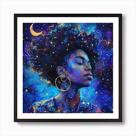 African American Galaxy Queen Art Print