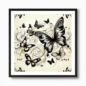 Butterflies And Vines 7 Art Print