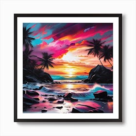 Sunset At The Beach 3 Art Print