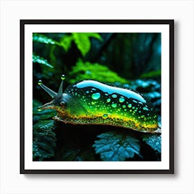 Mutant Humanoide Half Slug Tranlucide Glow Half Alien Macro Mini Bioluminesent In Dunts Jungle Art Print