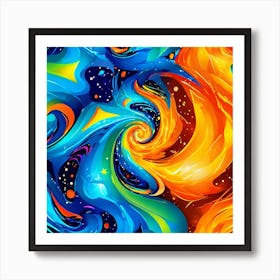 Colors Neon Green Electric Blue Bold Orange pattern Spiral Shapes And Swirls Resembling good looking ,Elegant look , attracting colors combination 3 Art Print