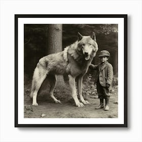 Wolf And Boy Art Print