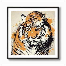 Illustration grunge Tiger 1 Art Print