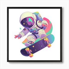 Astronaut Skateboarding 3 Art Print