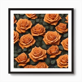 Orange Roses Seamless Pattern 3 Art Print