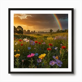 Rainbow In The Meadow 1 Art Print