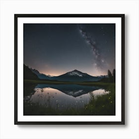 Milky Reflected In A Lake Art Print