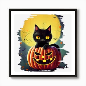 Cute Pumpkin Cat Halloween Costume Man Woman Child Art Print