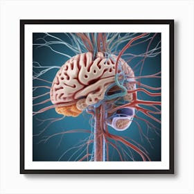 Human Brain With Blood Vessels 4 Art Print