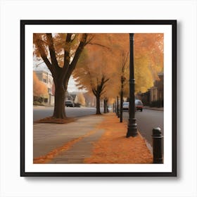 Autumn Leaves On A Street 1 Art Print