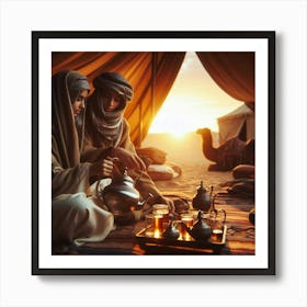 Bedouins Enjoying Tea At Dusk 1 Art Print