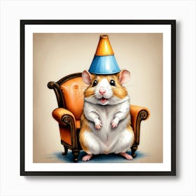 Hamster In A Party Hat 2 Art Print