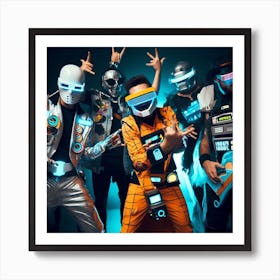Group Of People In Futuristic Costumes Art Print