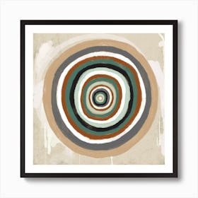 Bulls Eye Abstract Neutrals Square Art Print