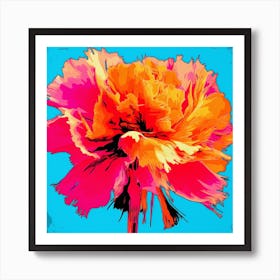 Andy Warhol Style Pop Art Flowers Carnation Dianthus 4 Square Art Print