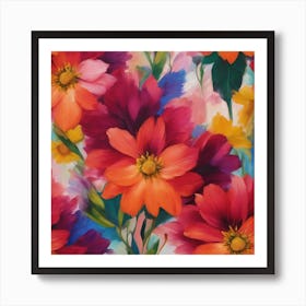 Brightly Colored Flowers Art Print