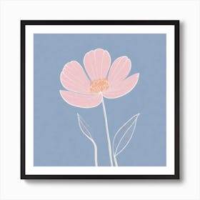 A White And Pink Flower In Minimalist Style Square Composition 734 Art Print