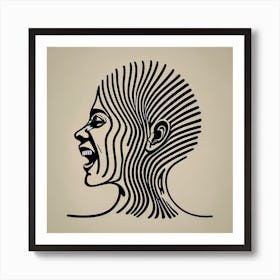 Shouting Girl, One Line, Digital Art (1) Art Print