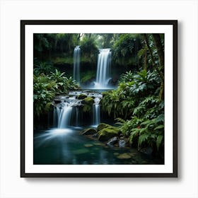 Waterfall In The Jungle 72 Art Print