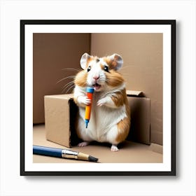 Hamster With Pencil 3 Art Print