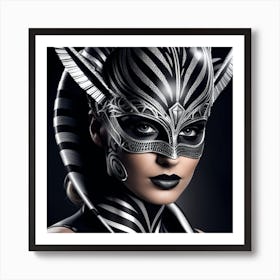 Black And White Woman With A Mask 1 Art Print