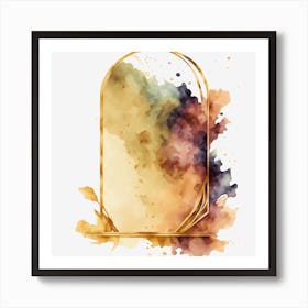 Golden Frame With Watercolor Splashes Affiche