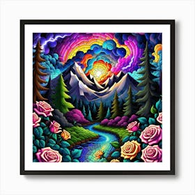 Rainbows And Roses 1 Art Print