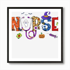 Halloween Nurse Nursing Cute Health Worker Ghost Pumpkin Art Print