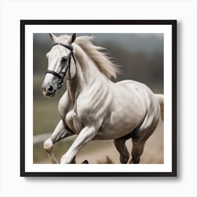 White Horse Galloping 1 Art Print