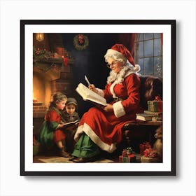 Santa Reading To Children Art Print