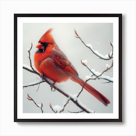 Cardinal In Snow 3 Art Print