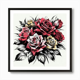 Rose flowers Art Print