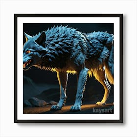 Wolf In The Night Art Print