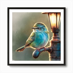 Bird On Lamppost 1 Art Print